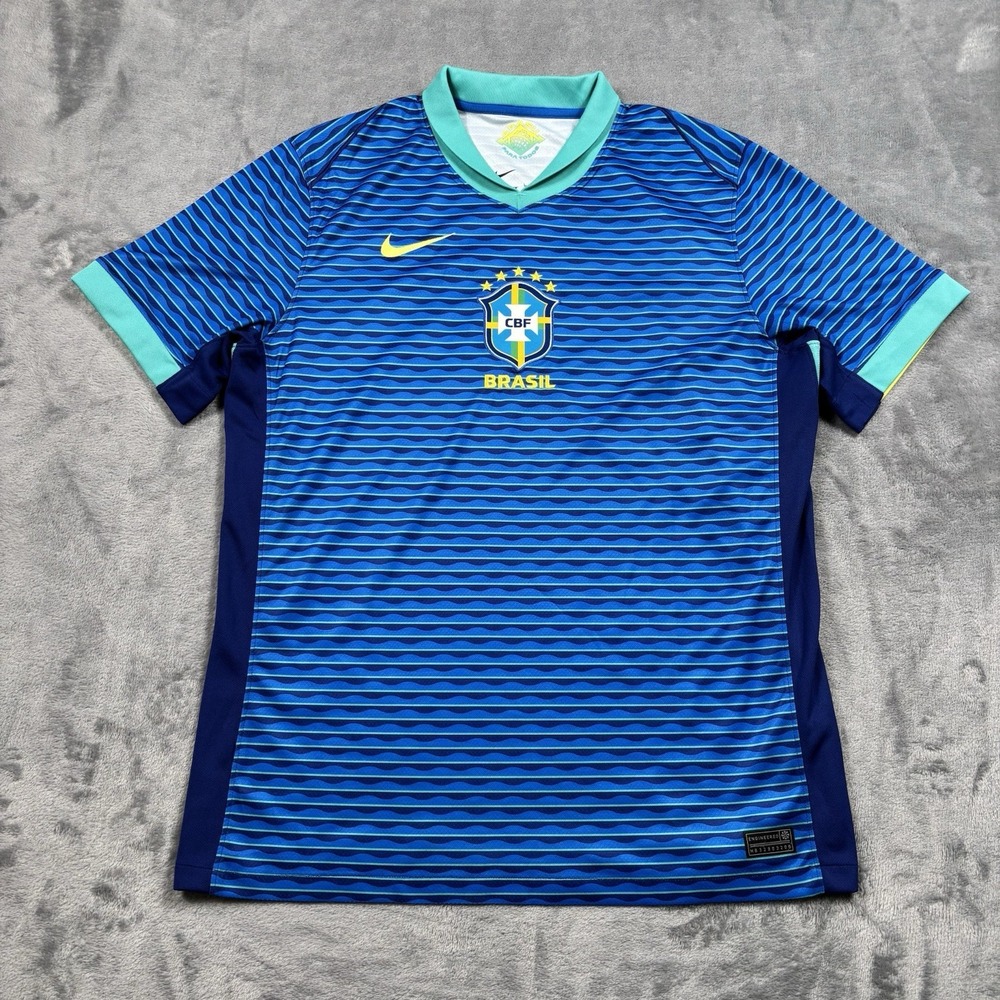 Nike Dri-Fit Brazil 2024/25 Stadium Away Soccer Jersey Blue FJ4283-458 Men's L